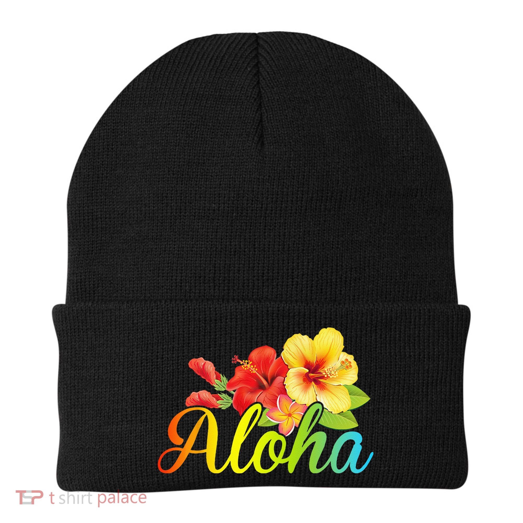 Aloha Hawaiian Flower Hawaii Vacation Beanie