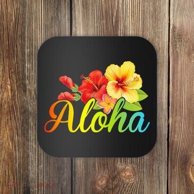 Aloha Hawaiian Flower Hawaii Vacation Coaster