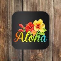 Aloha Hawaiian Flower Hawaii Vacation Coaster thumb 0