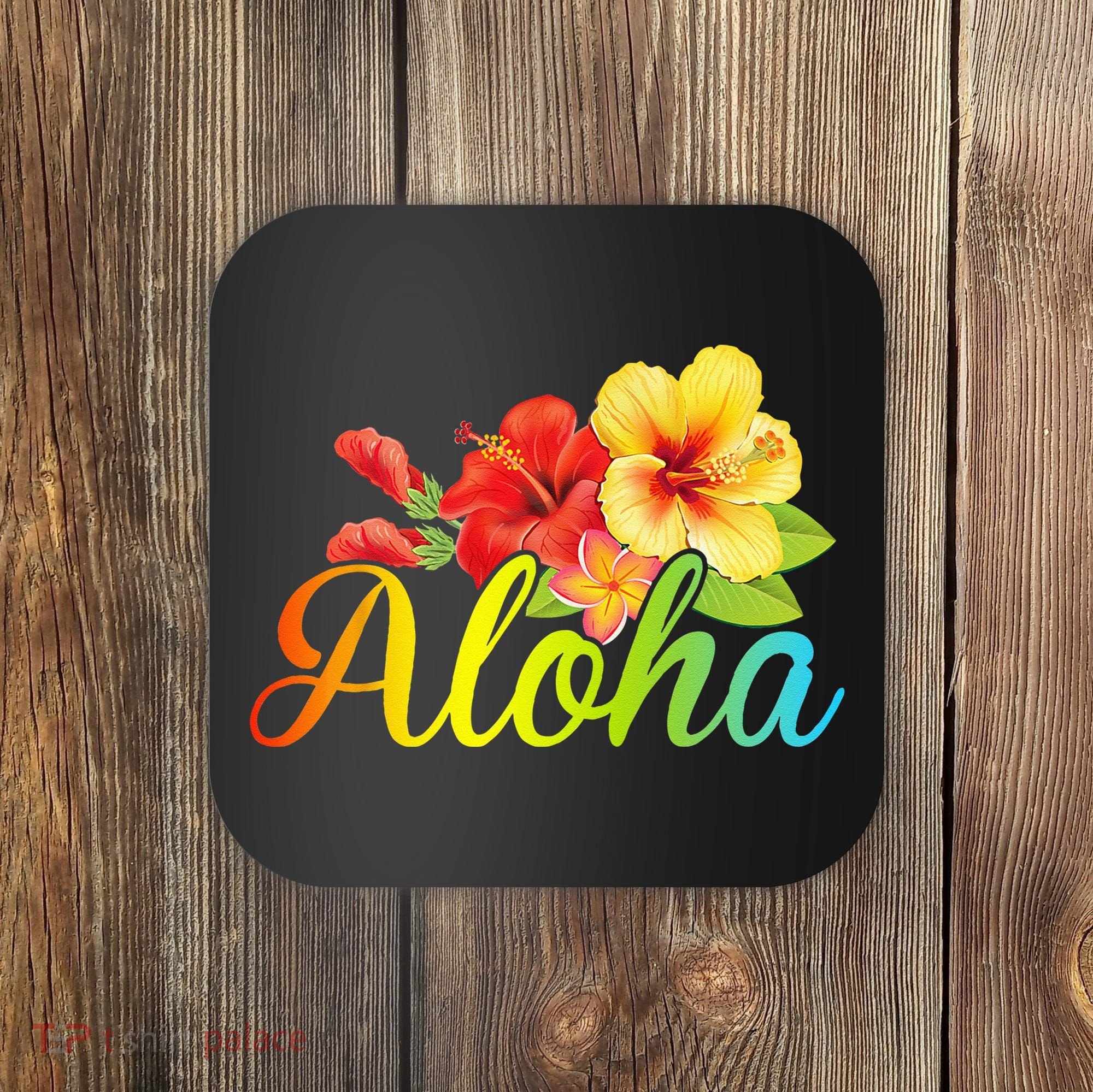 Aloha Hawaiian Flower Hawaii Vacation Coaster