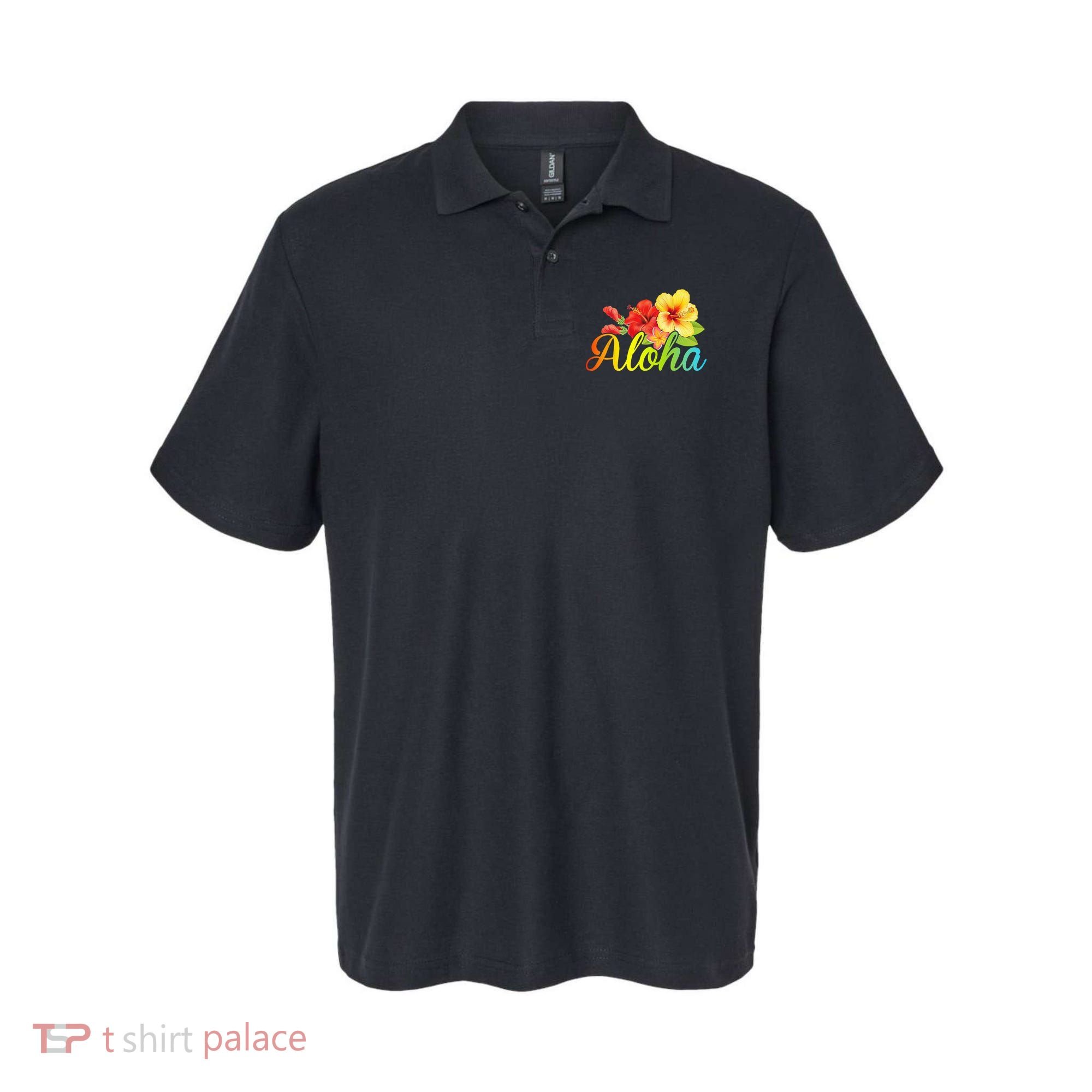 Aloha Hawaiian Flower Hawaii Vacation Polo