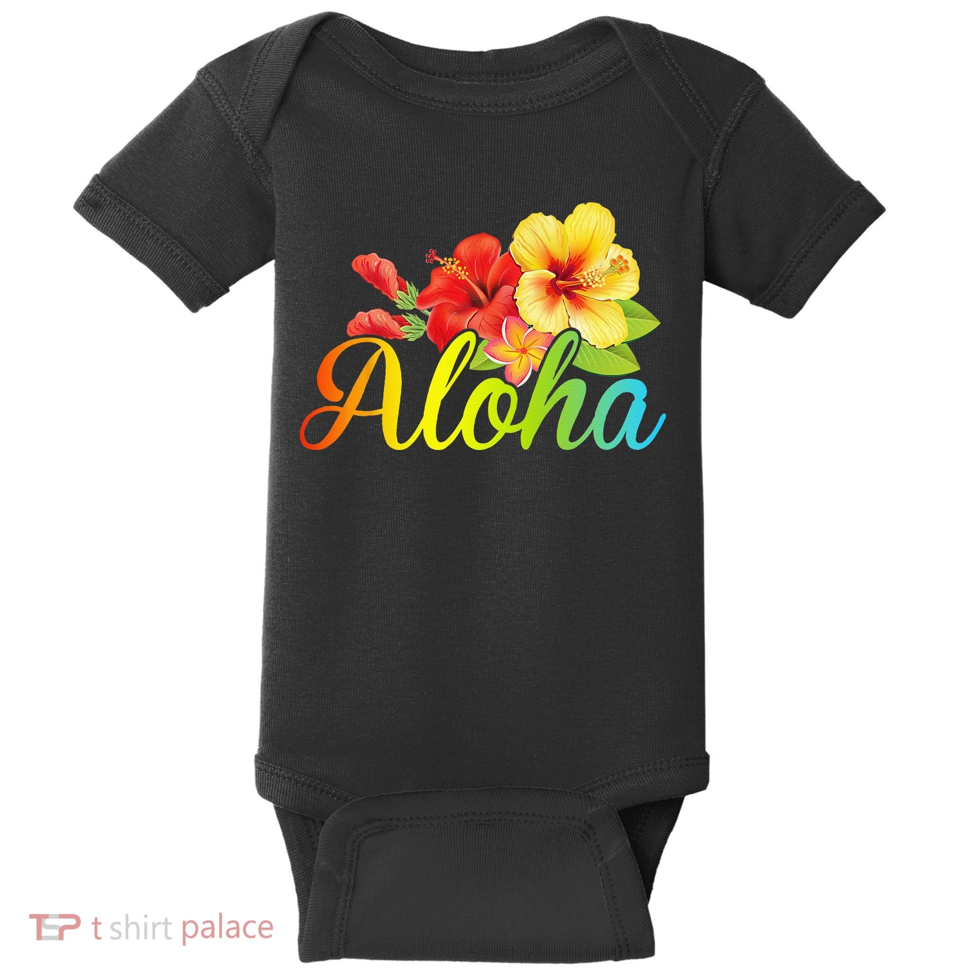 Aloha Hawaiian Flower Hawaii Vacation Baby Bodysuit