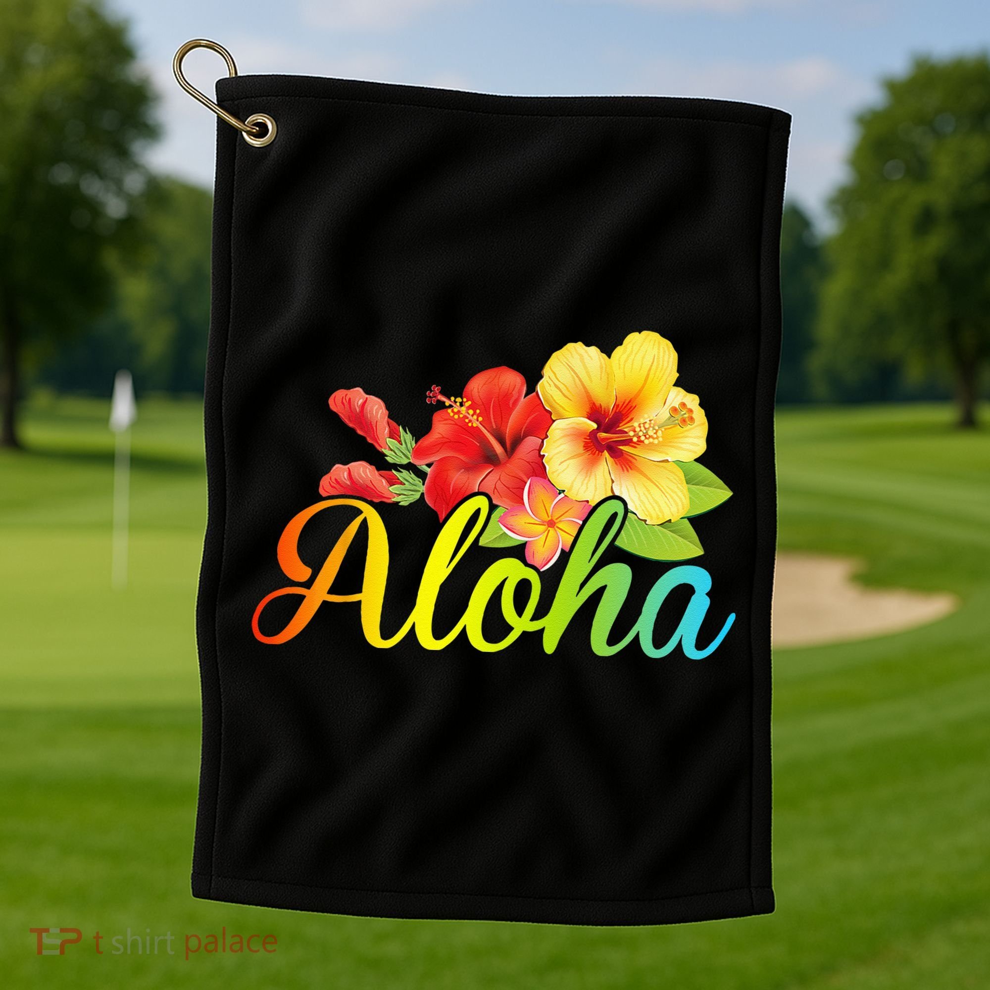 Aloha Hawaiian Flower Hawaii Vacation Golf Towel