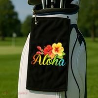 Aloha Hawaiian Flower Hawaii Vacation Golf Towel thumb 2