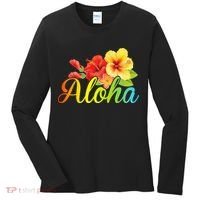 Aloha Hawaiian Flower Hawaii Vacation Women's Long Sleeve Shirt thumb 0