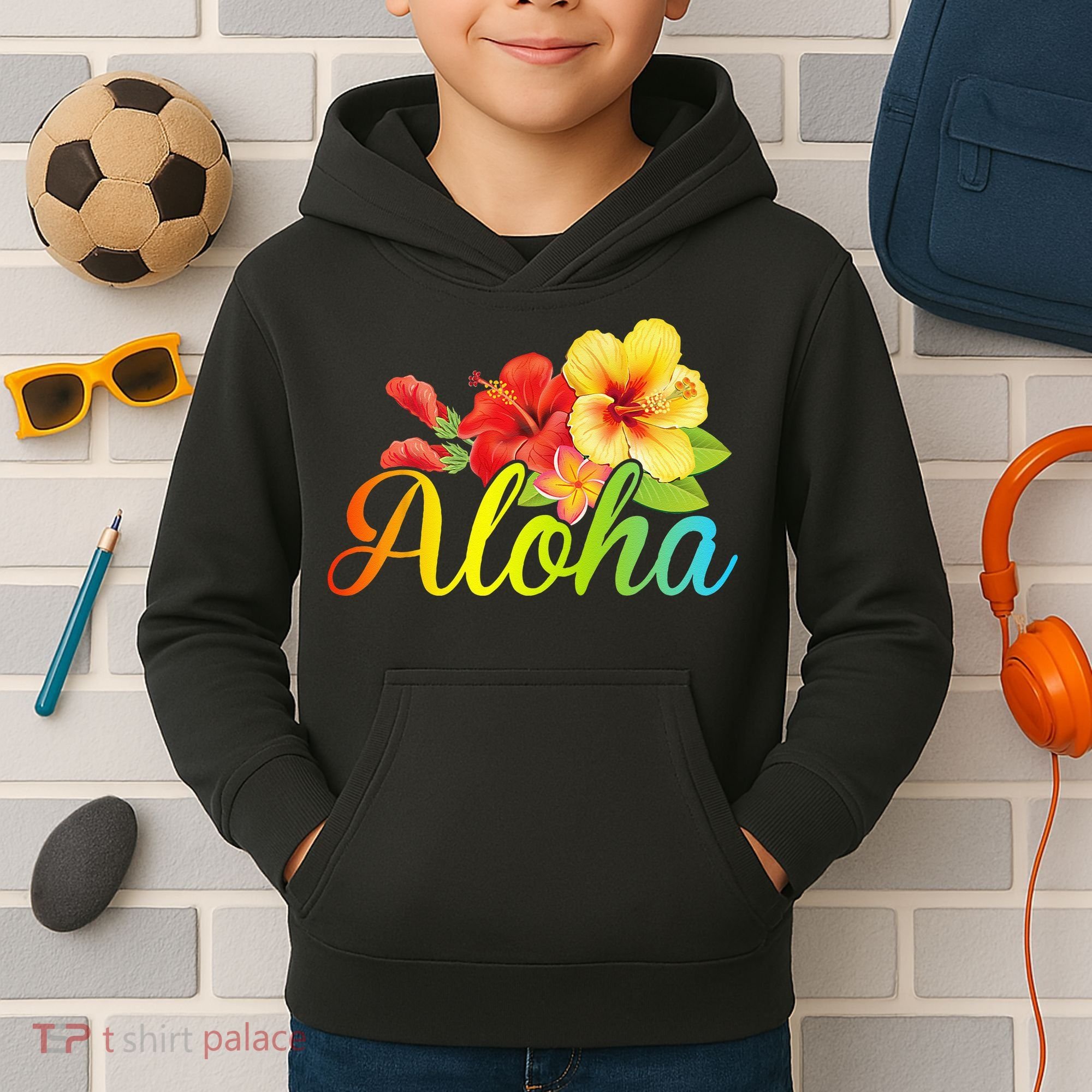 Aloha Hawaiian Flower Hawaii Vacation Kids Hoodie