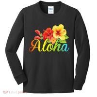 Aloha Hawaiian Flower Hawaii Vacation Kids Long Sleeve Shirt thumb 0