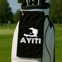 Ayiti Haitian Flag Haiti Roots Golf Towel thumb 2