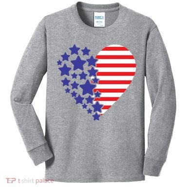 American Heart Flag Kids Long Sleeve Shirt