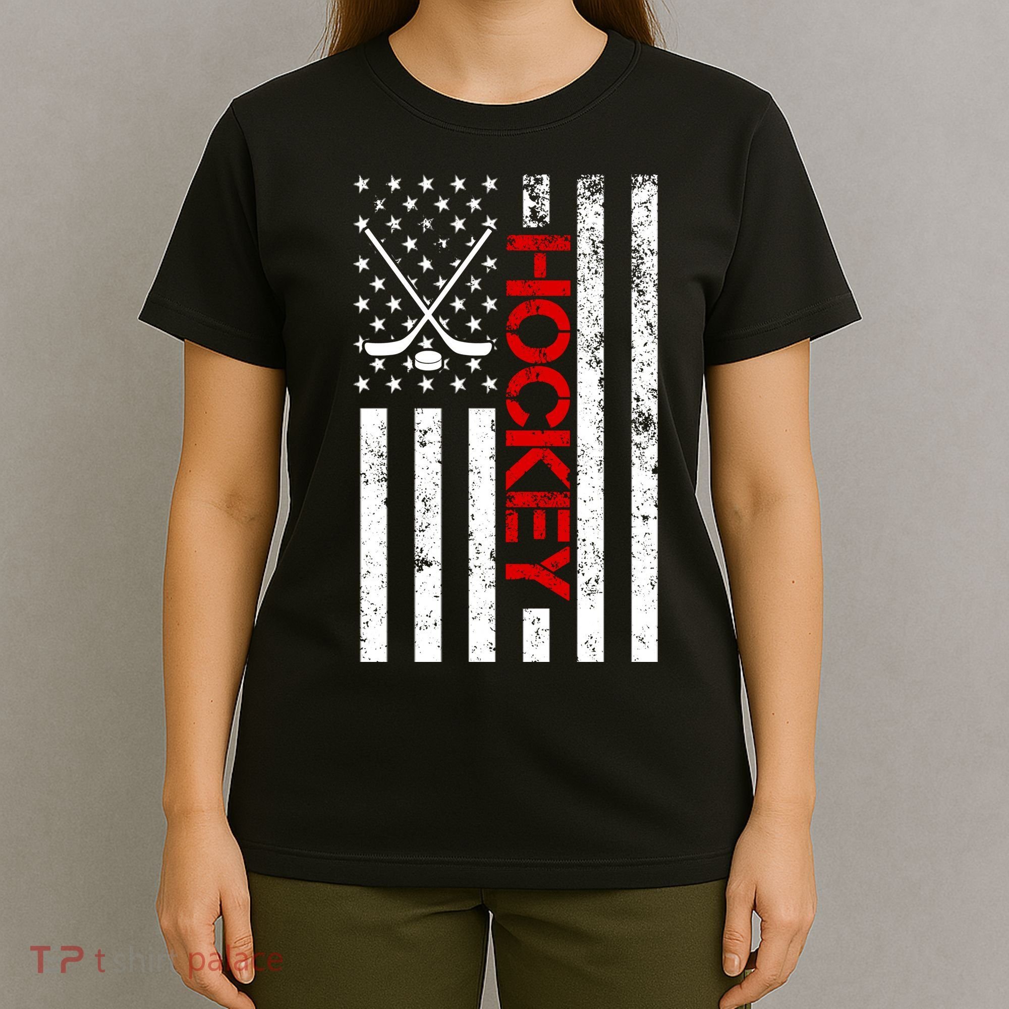 American Hockey Flag Vintage T-Shirt
