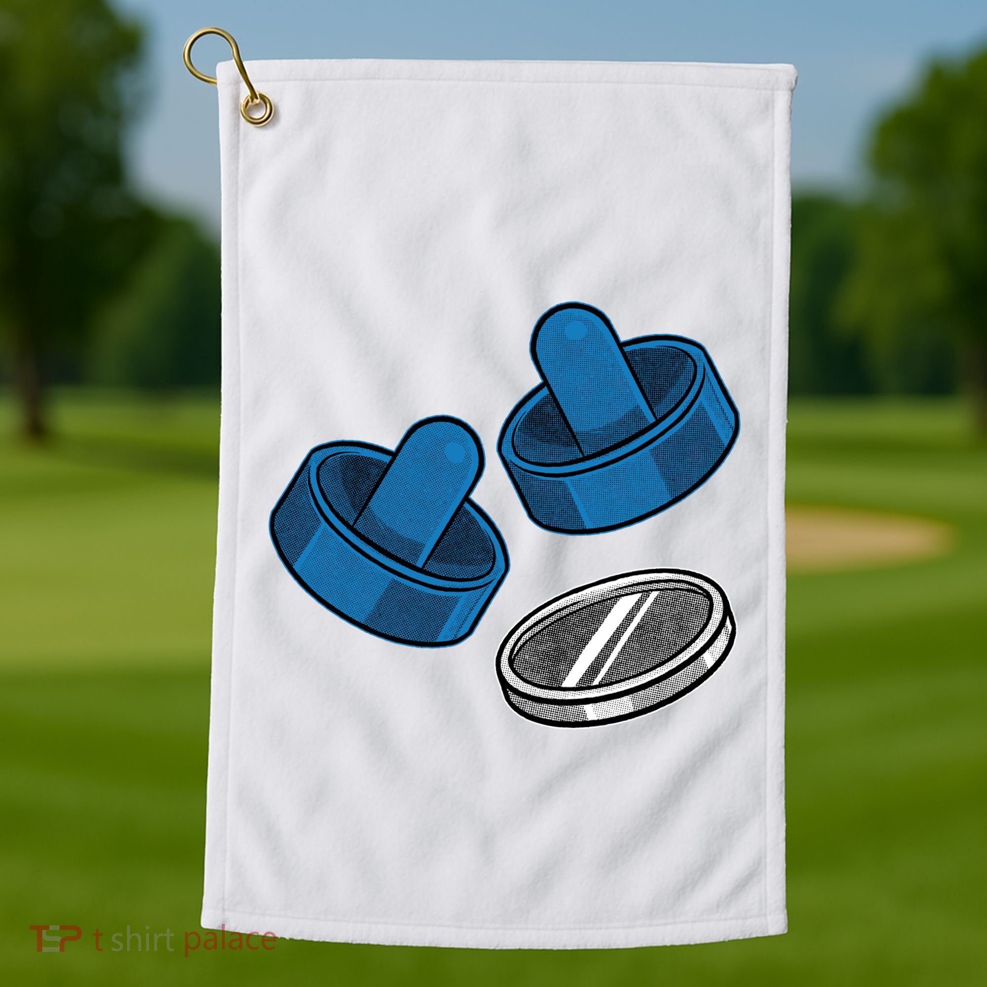 Air Hockey Game Pieces Golf Towel
