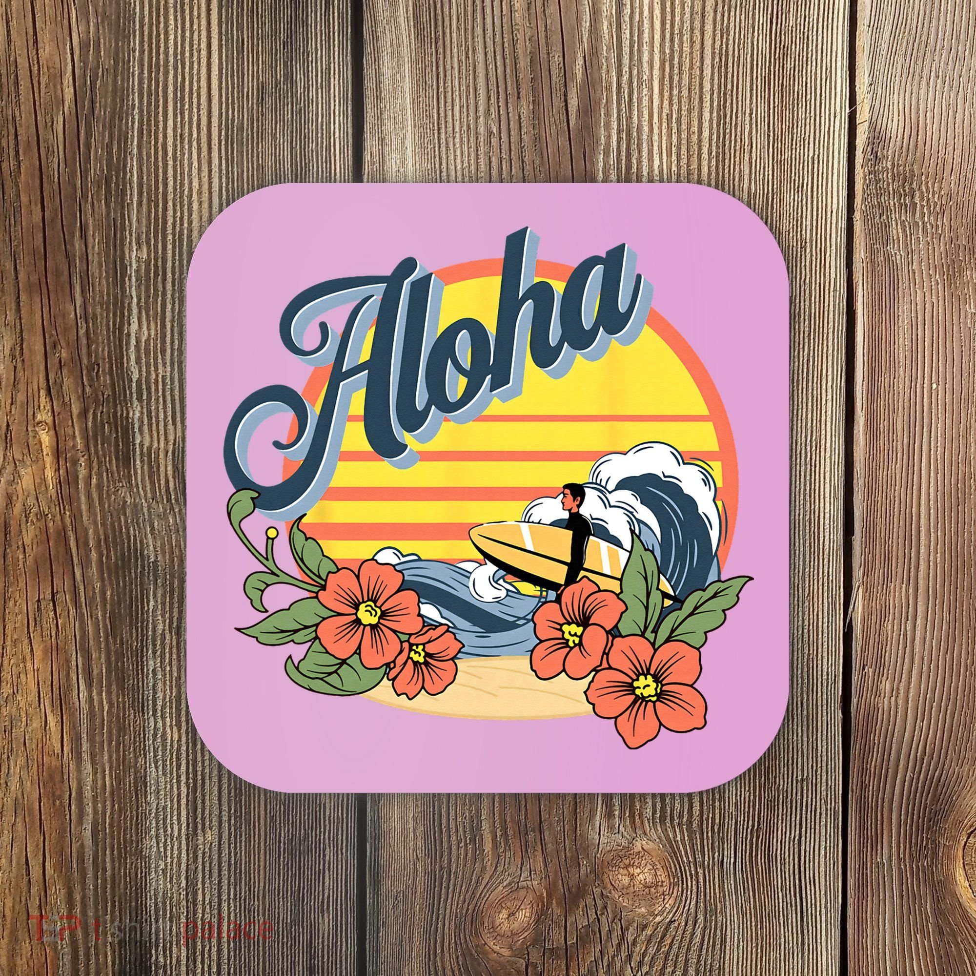 Aloha Hawaii Hawaiian island Surf Sport  Coaster