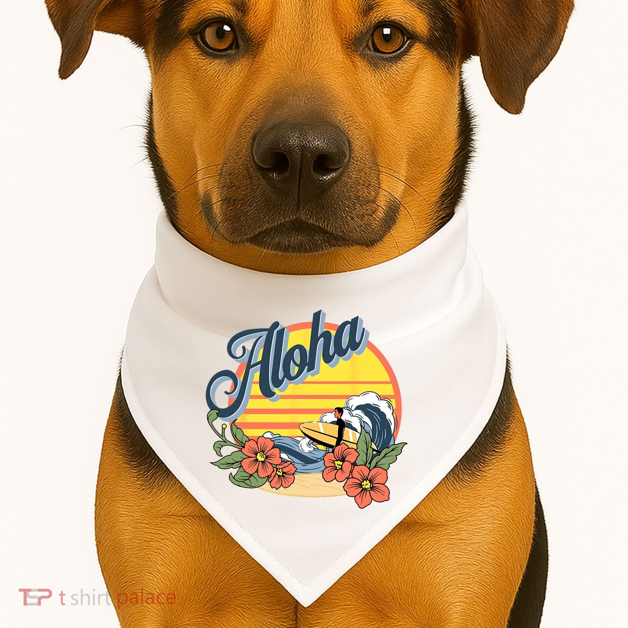 Aloha Hawaii Hawaiian island Surf Sport  USA-Made Doggie Bandana