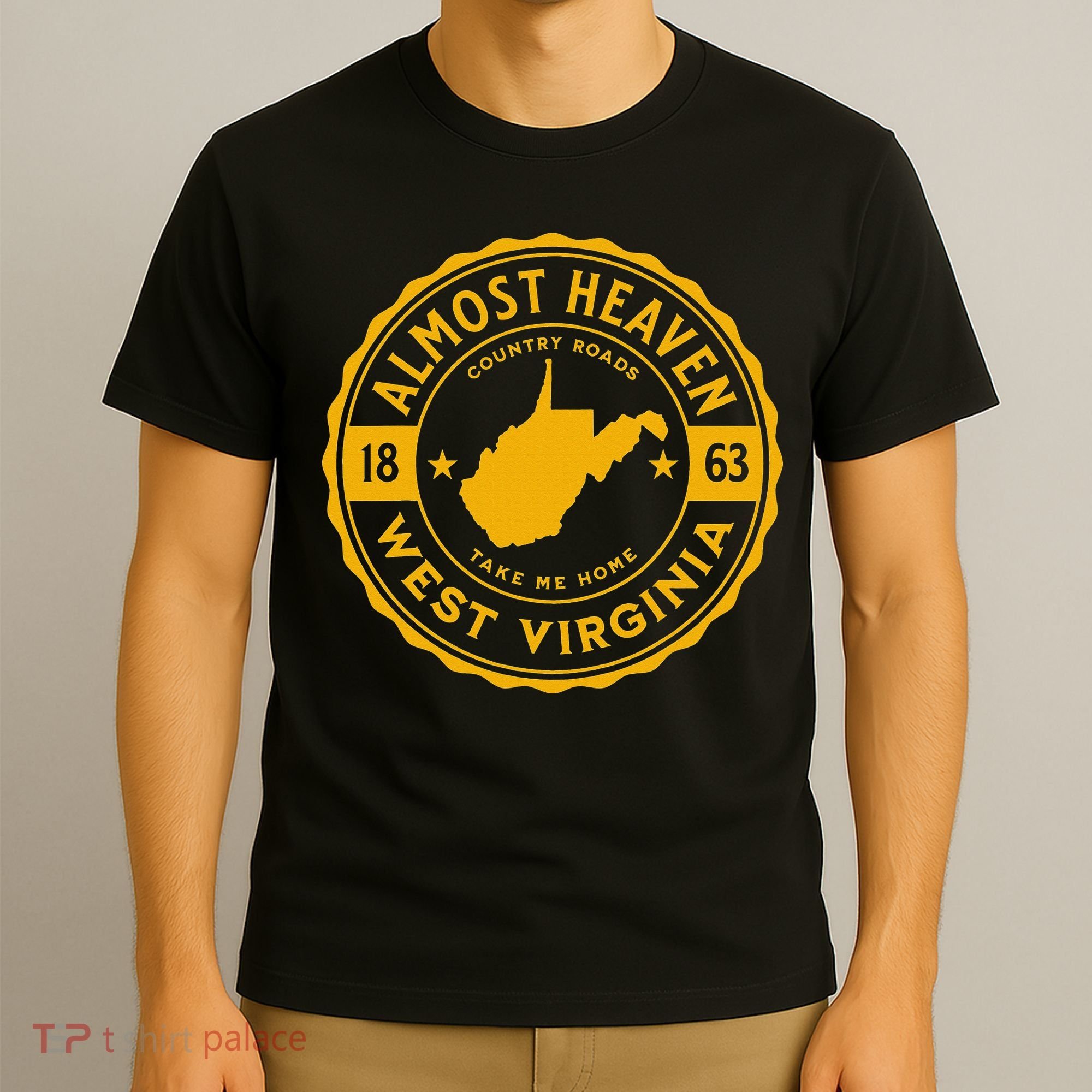 Almost Heaven Home West Virginia Map 304 WV Vintage T-Shirt