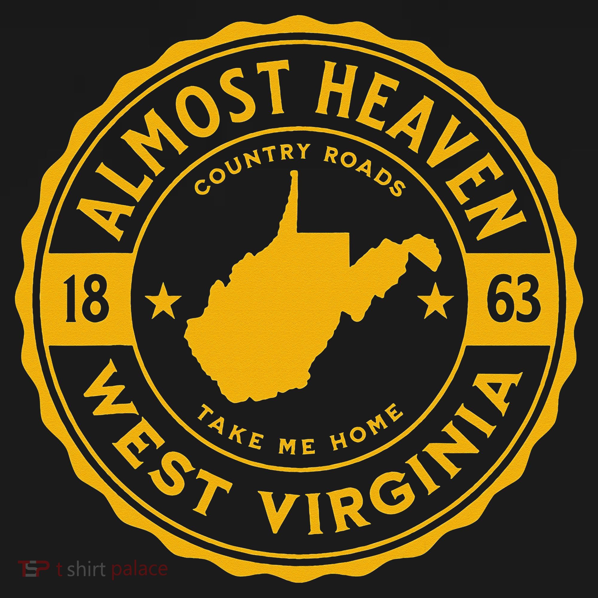 Almost Heaven Home West Virginia Map 304 WV Vintage T-Shirt