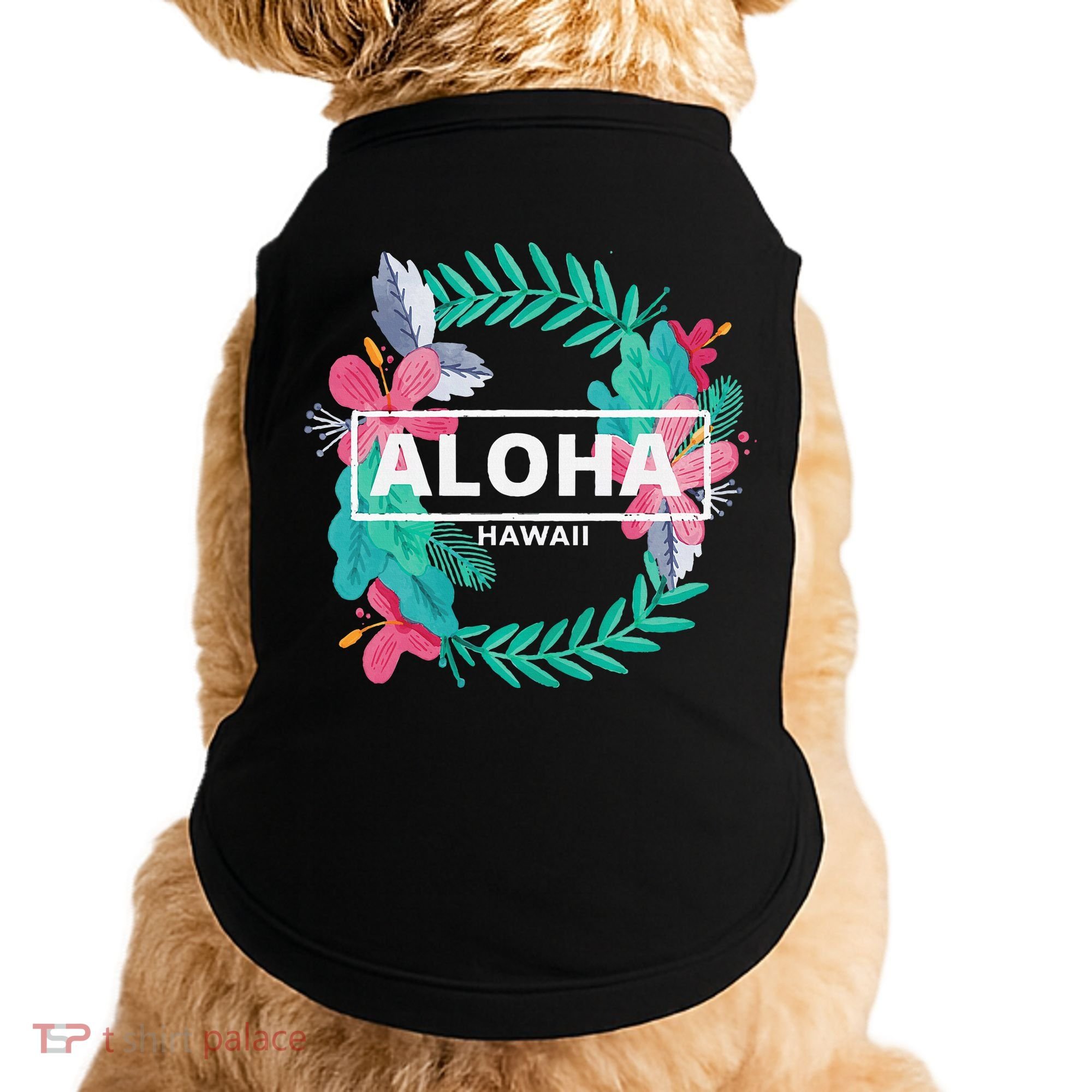 Aloha Hawaii Hibiscus Flowers Doggie Tank