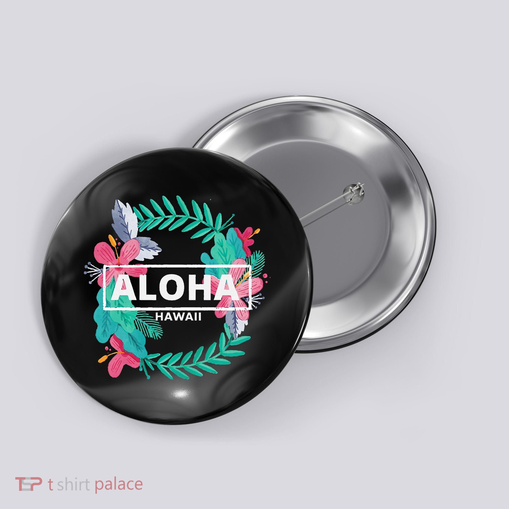 Aloha Hawaii Hibiscus Flowers Button
