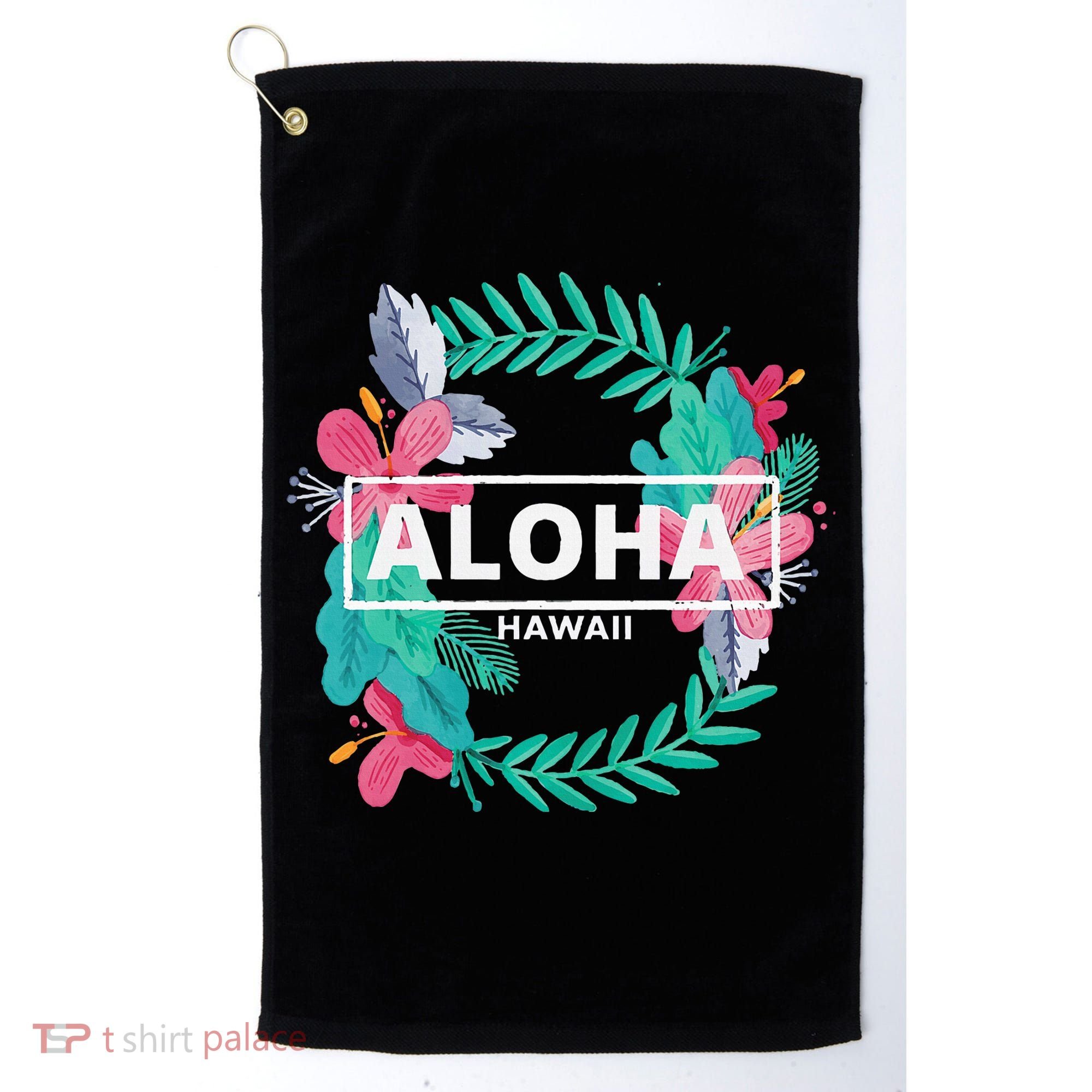 Aloha Hawaii Hibiscus Flowers Golf Towel