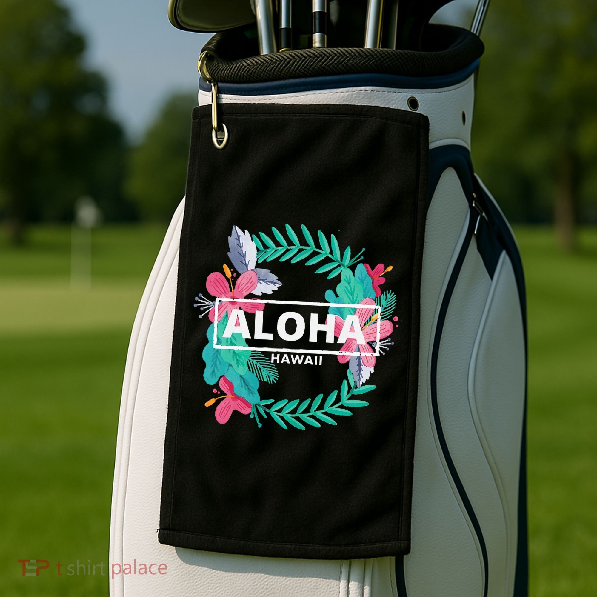 Aloha Hawaii Hibiscus Flowers Golf Towel