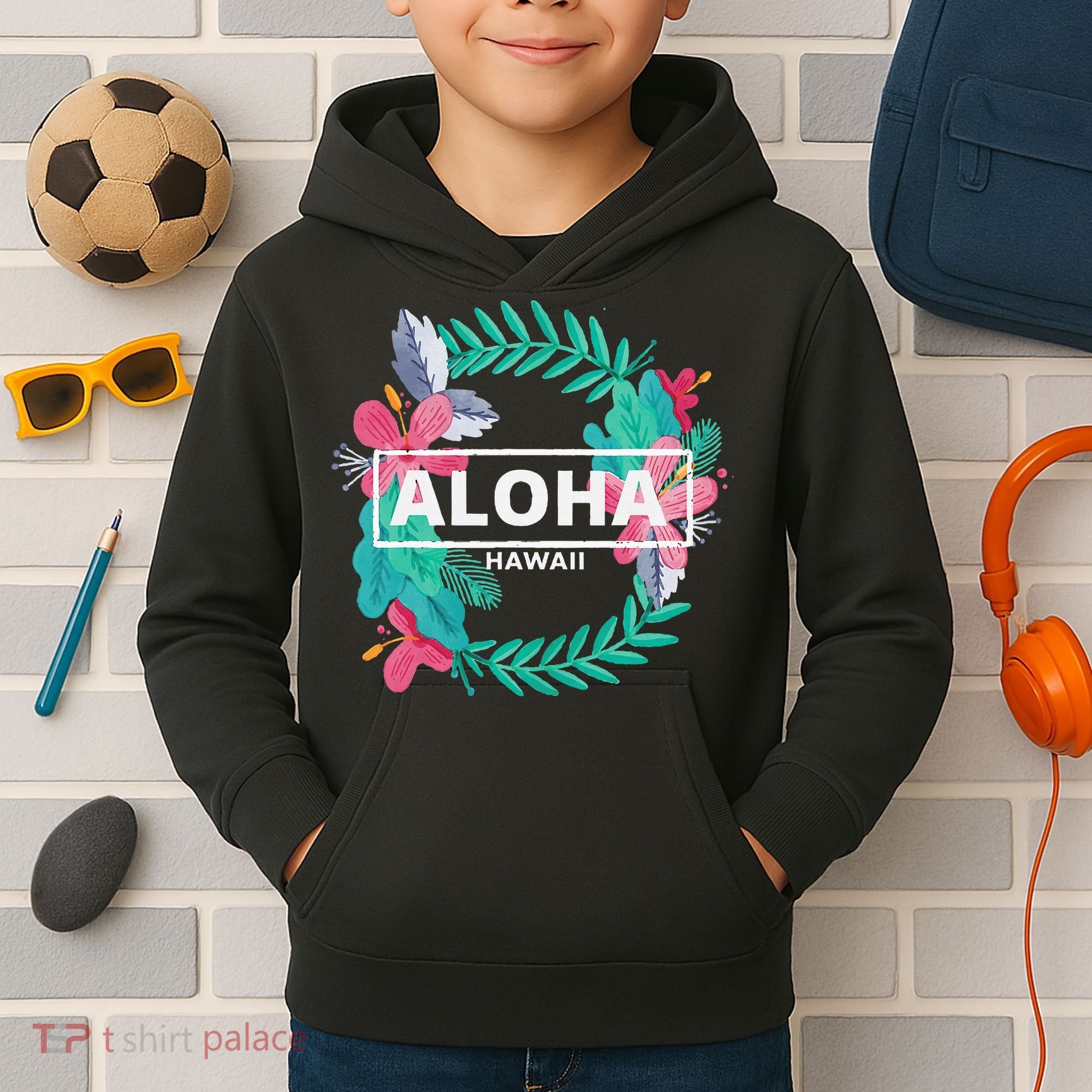 Aloha Hawaii Hibiscus Flowers Kids Hoodie