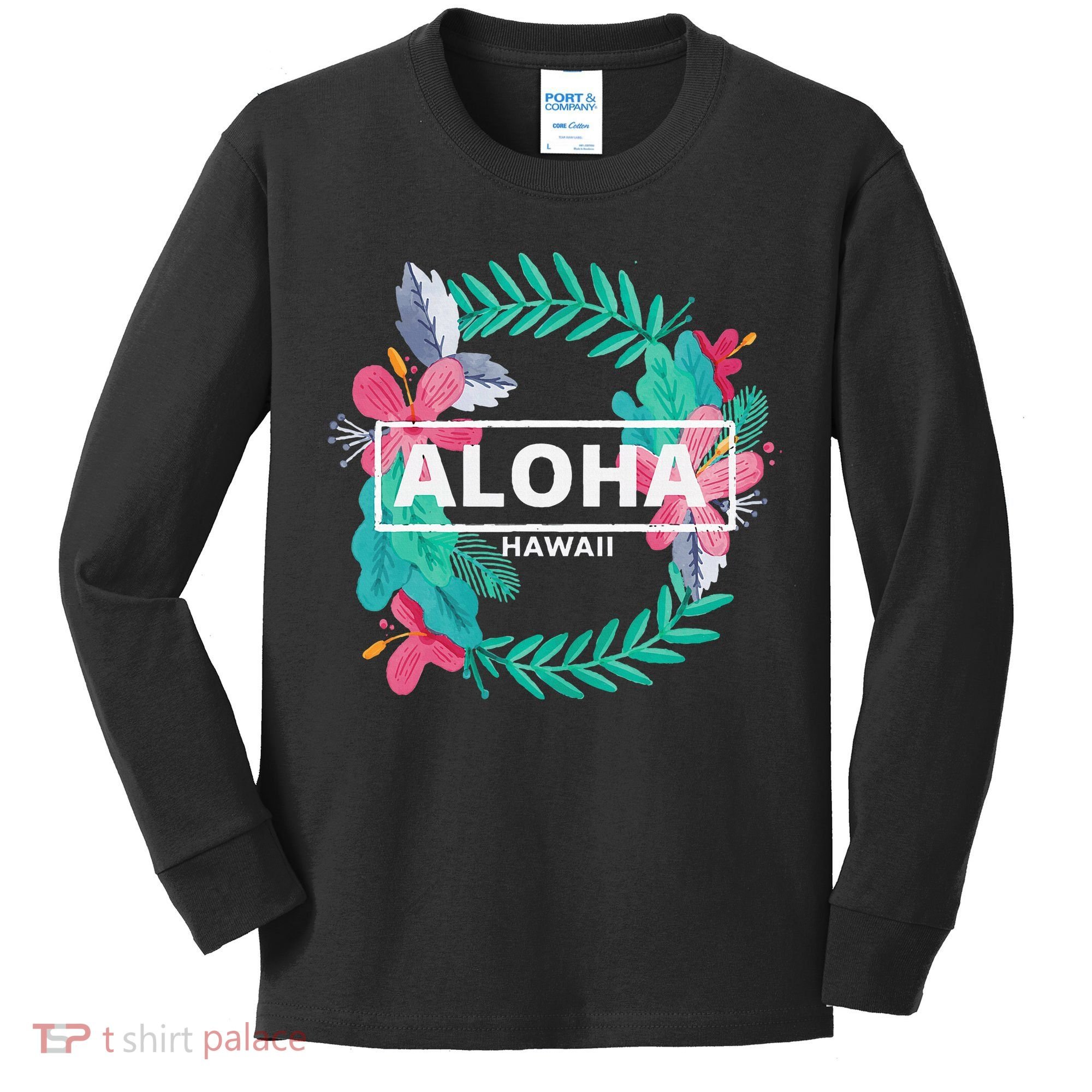 Aloha Hawaii Hibiscus Flowers Kids Long Sleeve Shirt