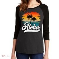 Aloha Hawaii Hawaii Lover Retro Aloha Women's Tri-Blend 3/4-Sleeve Raglan Shirt thumb 2