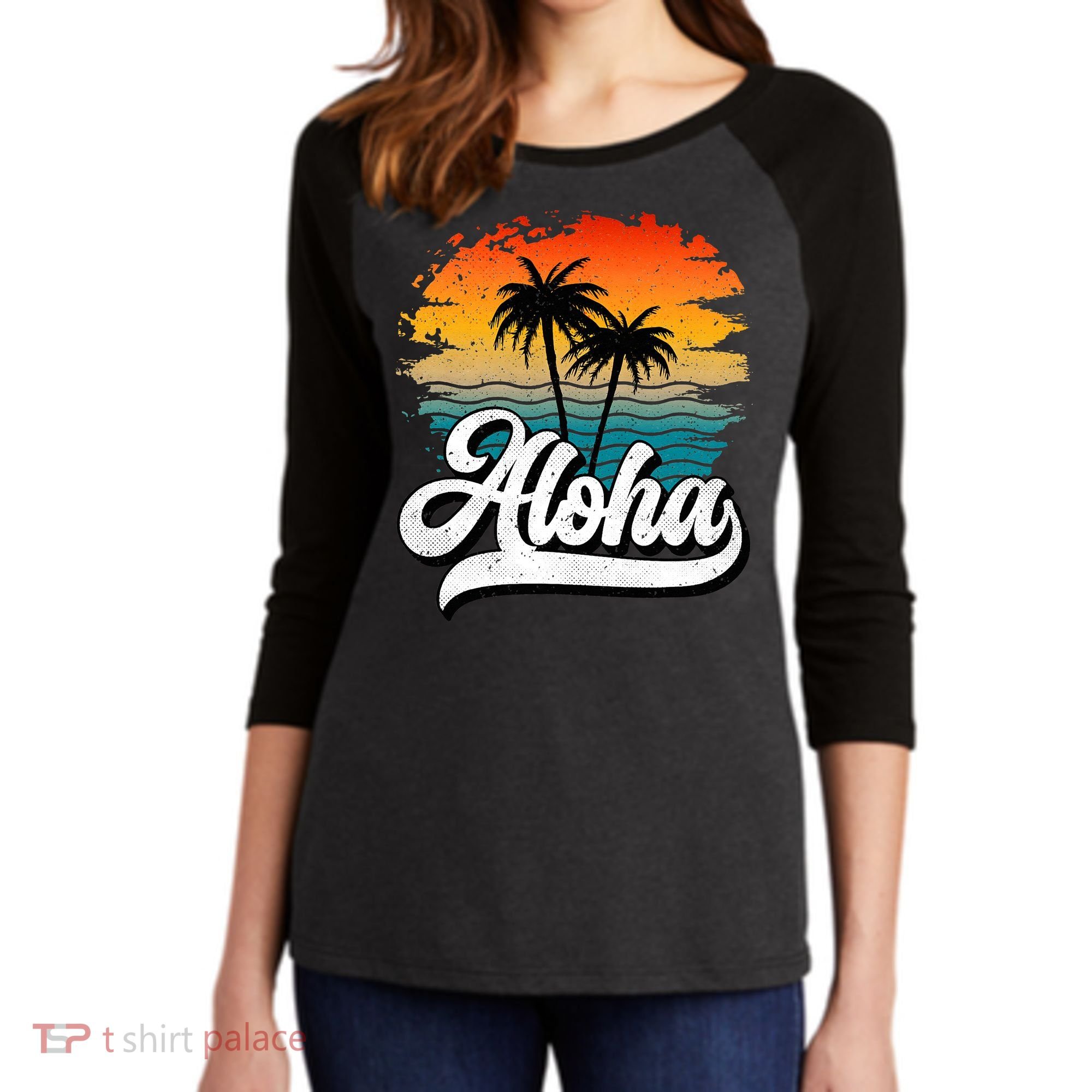Aloha Hawaii Hawaii Lover Retro Aloha Women's Tri-Blend 3/4-Sleeve Raglan Shirt