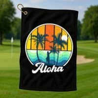 Aloha Hawaii Hawaiian Shirts For Boys Girls Palm Tree Surf Golf Towel thumb 1