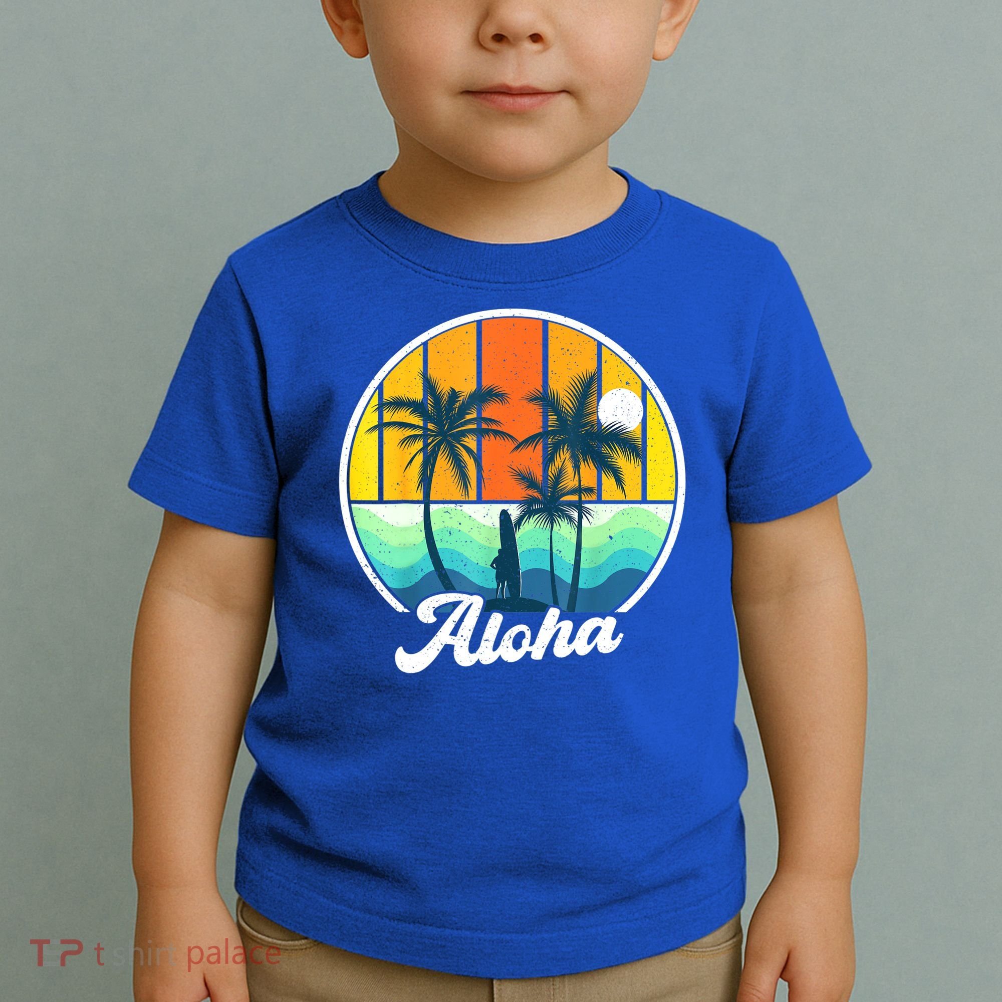 Aloha Hawaii Hawaiian Shirts For Boys Girls Palm Tree Surf Toddler T-Shirt