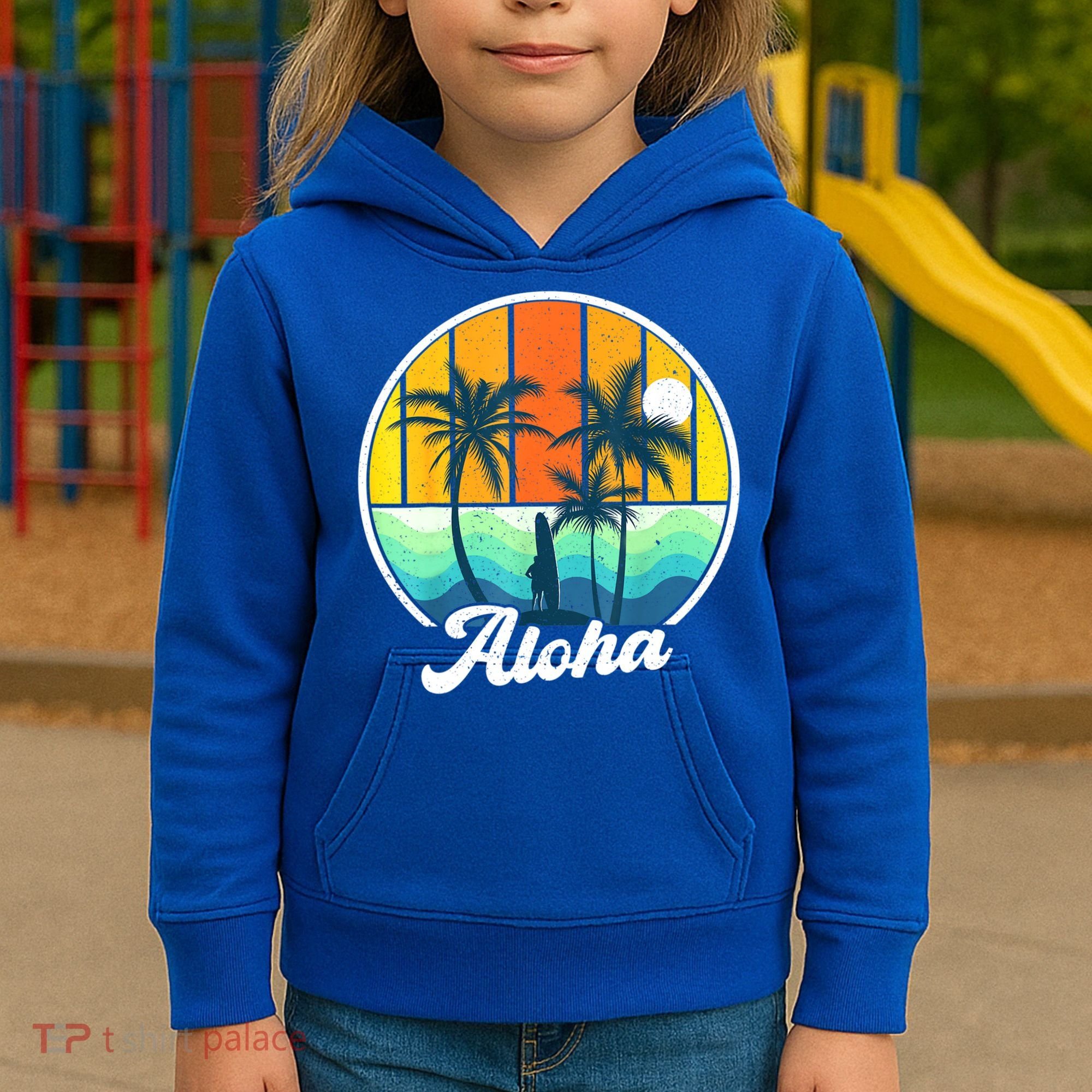 Aloha Hawaii Hawaiian Shirts For Boys Girls Palm Tree Surf Kids Hoodie