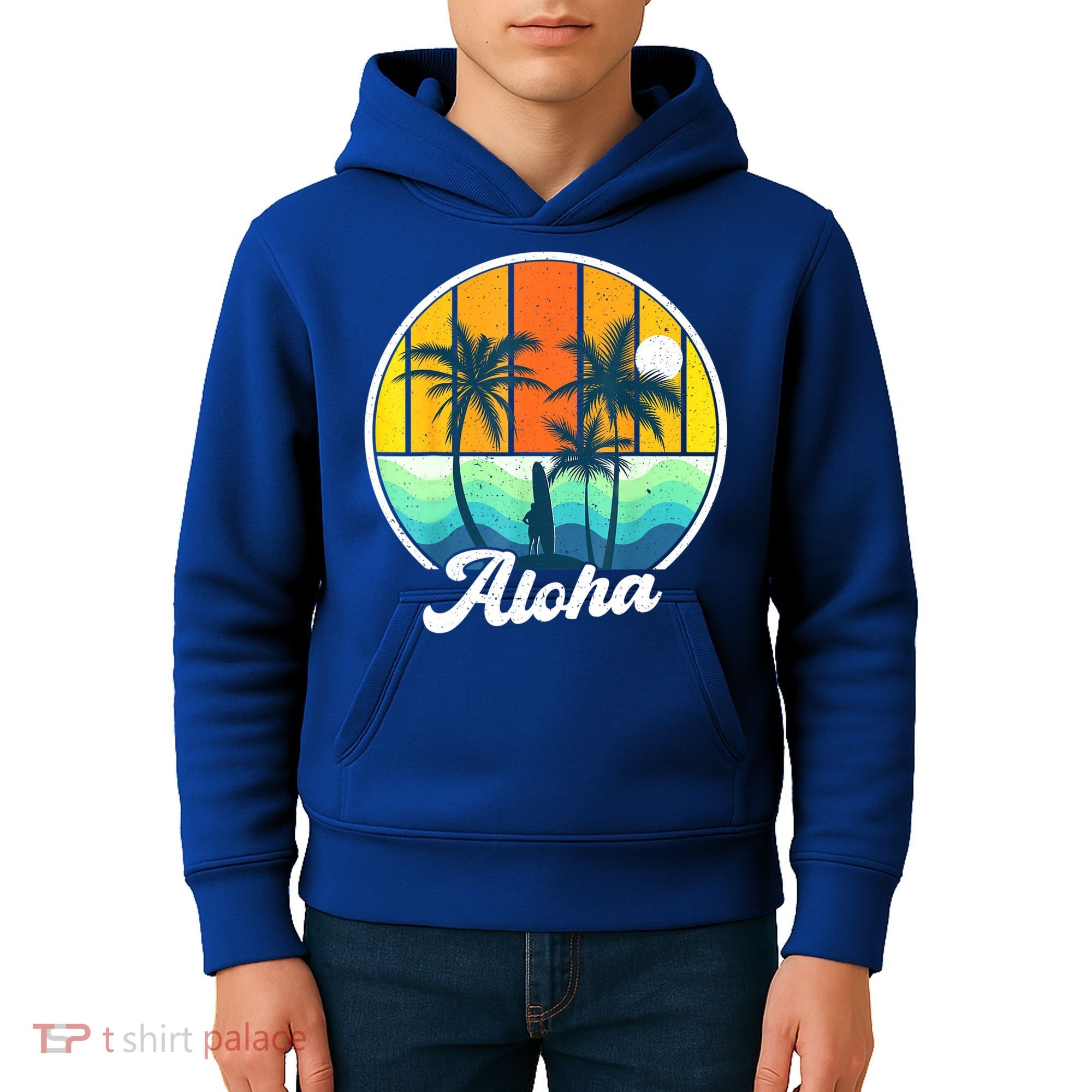 Aloha Hawaii Hawaiian Shirts For Boys Girls Palm Tree Surf Kids Hoodie