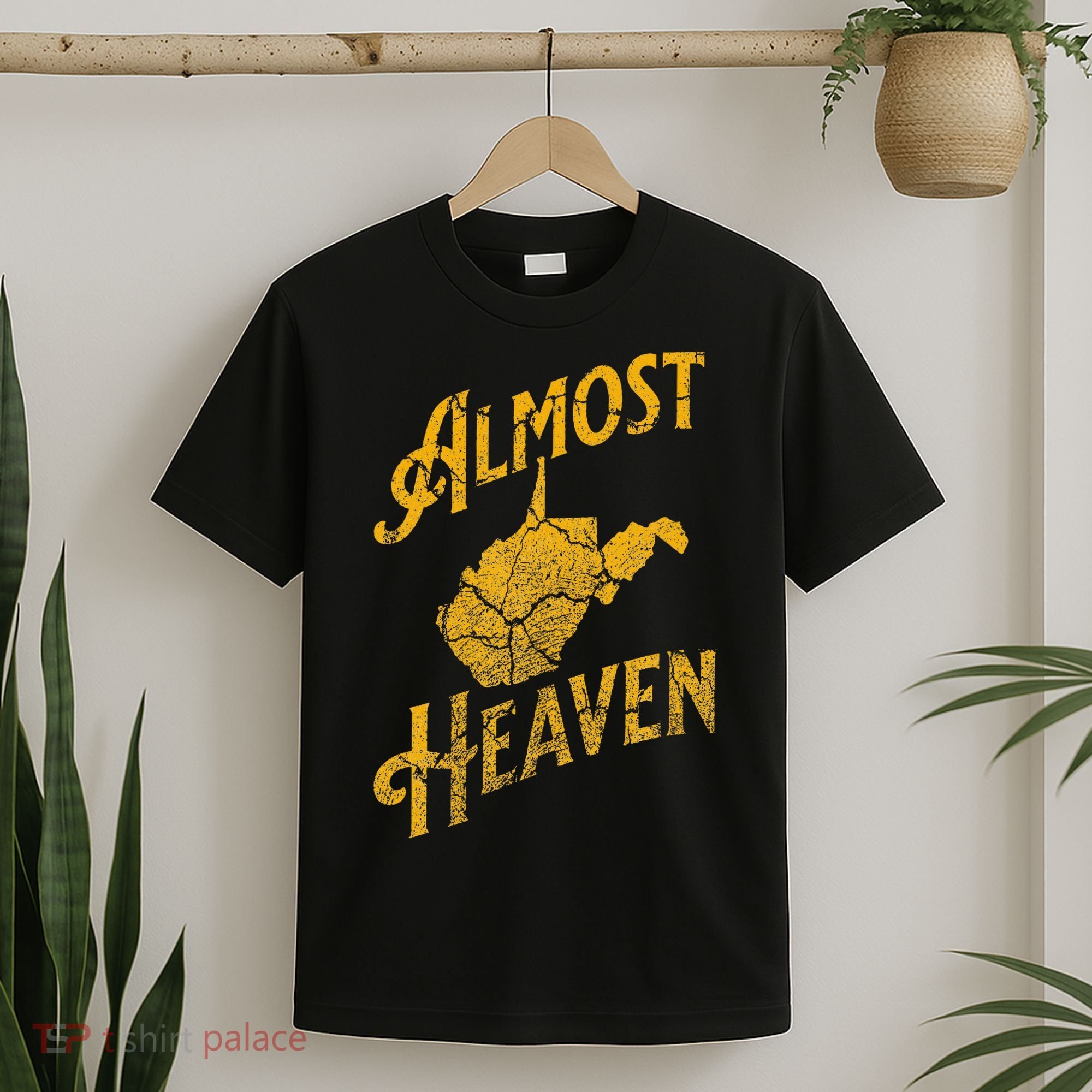 Almost Heaven Home West Virginia Map 304 Wv Vintage T-Shirt