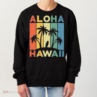 Aloha Hawaii Hawaiian Island Palm Beach Surfboard Surf Women's Sweatshirt thumb 0