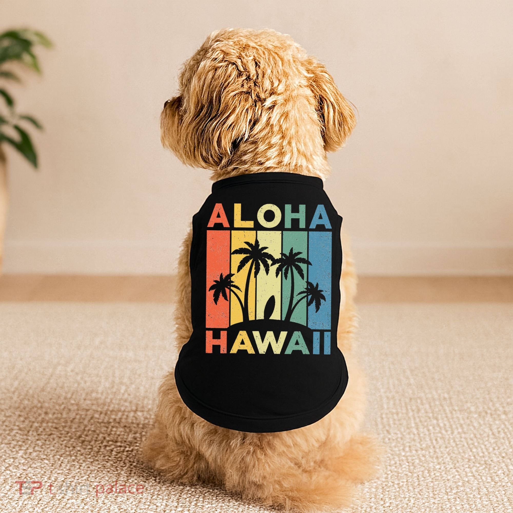 Aloha Hawaii Hawaiian Island Palm Beach Surfboard Surf Doggie Tank