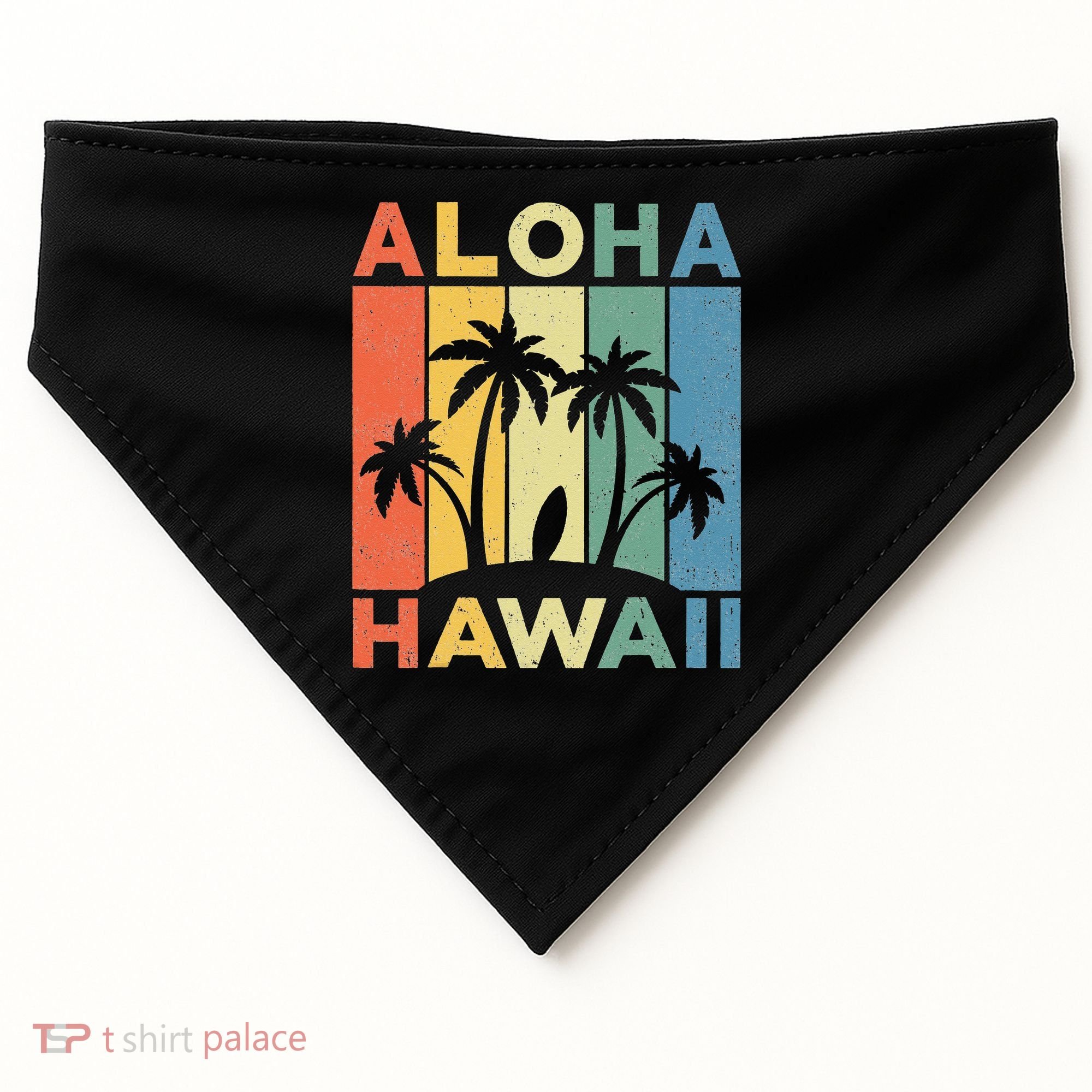 Aloha Hawaii Hawaiian Island Palm Beach Surfboard Surf USA-Made Doggie Bandana