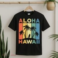 Aloha Hawaii Hawaiian Island Palm Beach Surfboard Surf T-Shirt thumb 2