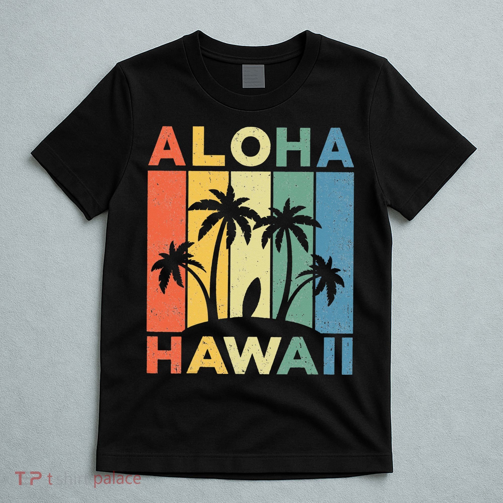 Aloha Hawaii Hawaiian Island Palm Beach Surfboard Surf T-Shirt