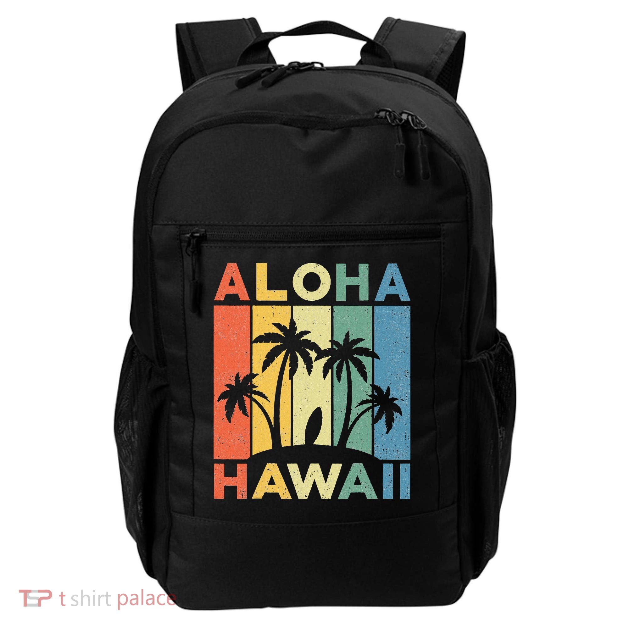 Aloha Hawaii Hawaiian Island Palm Beach Surfboard Surf Backpack