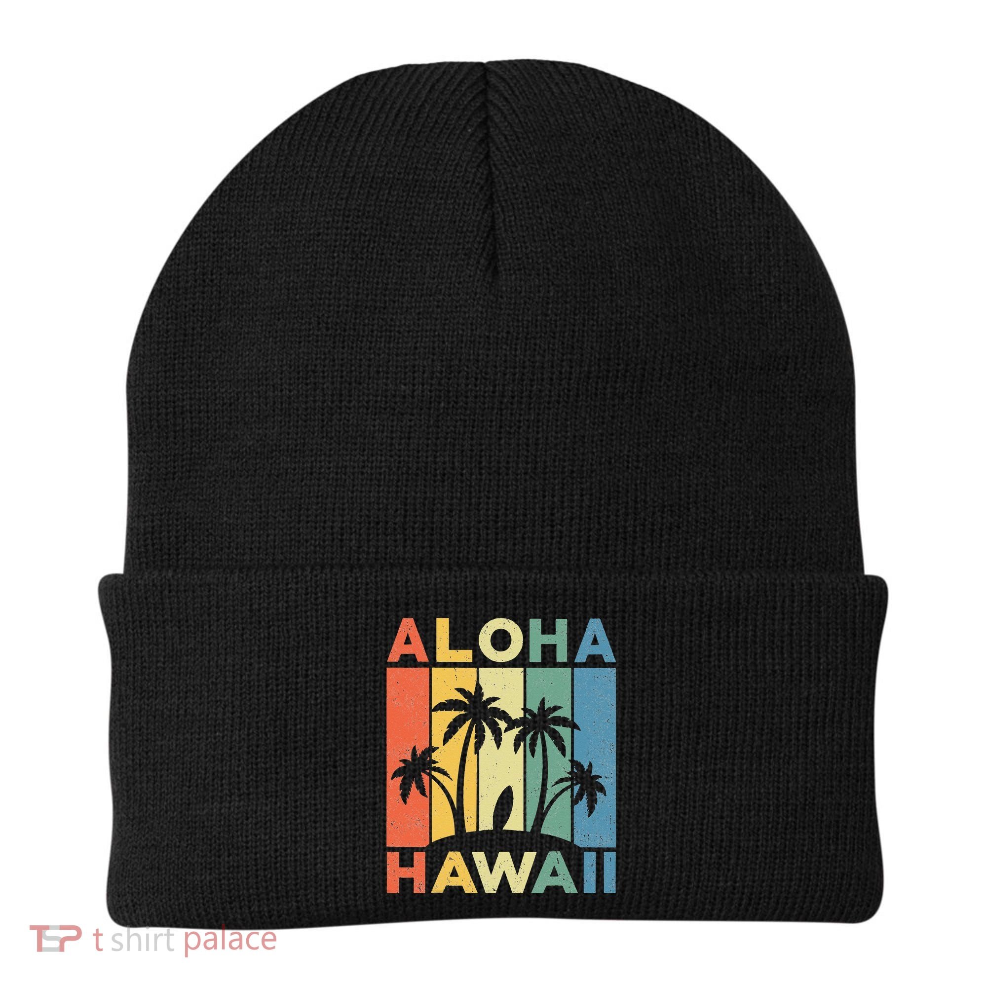 Aloha Hawaii Hawaiian Island Palm Beach Surfboard Surf Beanie