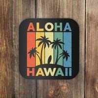 Aloha Hawaii Hawaiian Island Palm Beach Surfboard Surf Coaster thumb 0