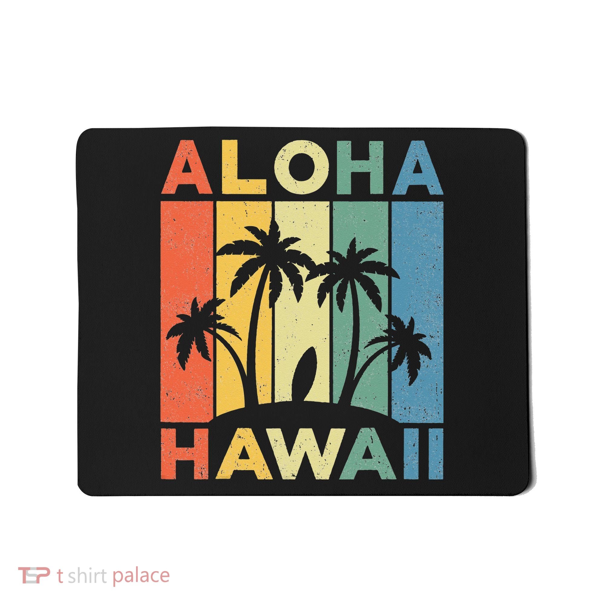 Aloha Hawaii Hawaiian Island Palm Beach Surfboard Surf Mousepad
