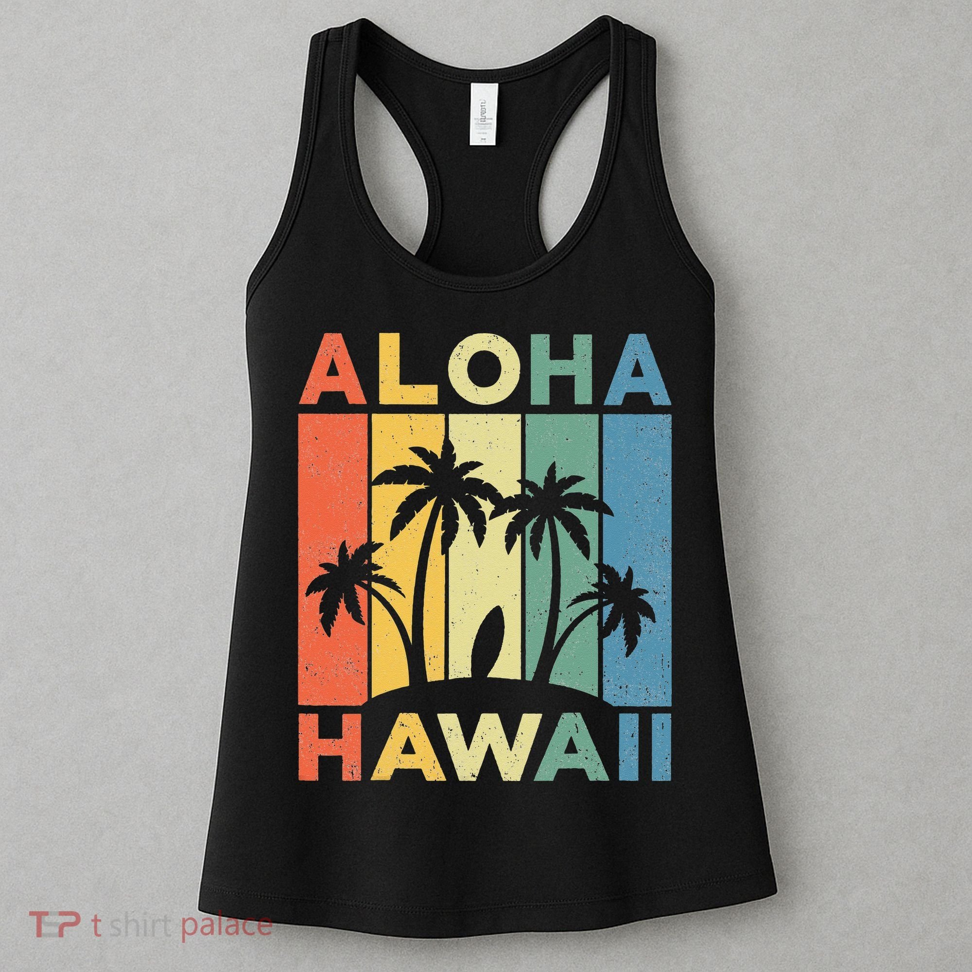 Aloha Hawaii Hawaiian Island Palm Beach Surfboard Surf Women's Tank Top