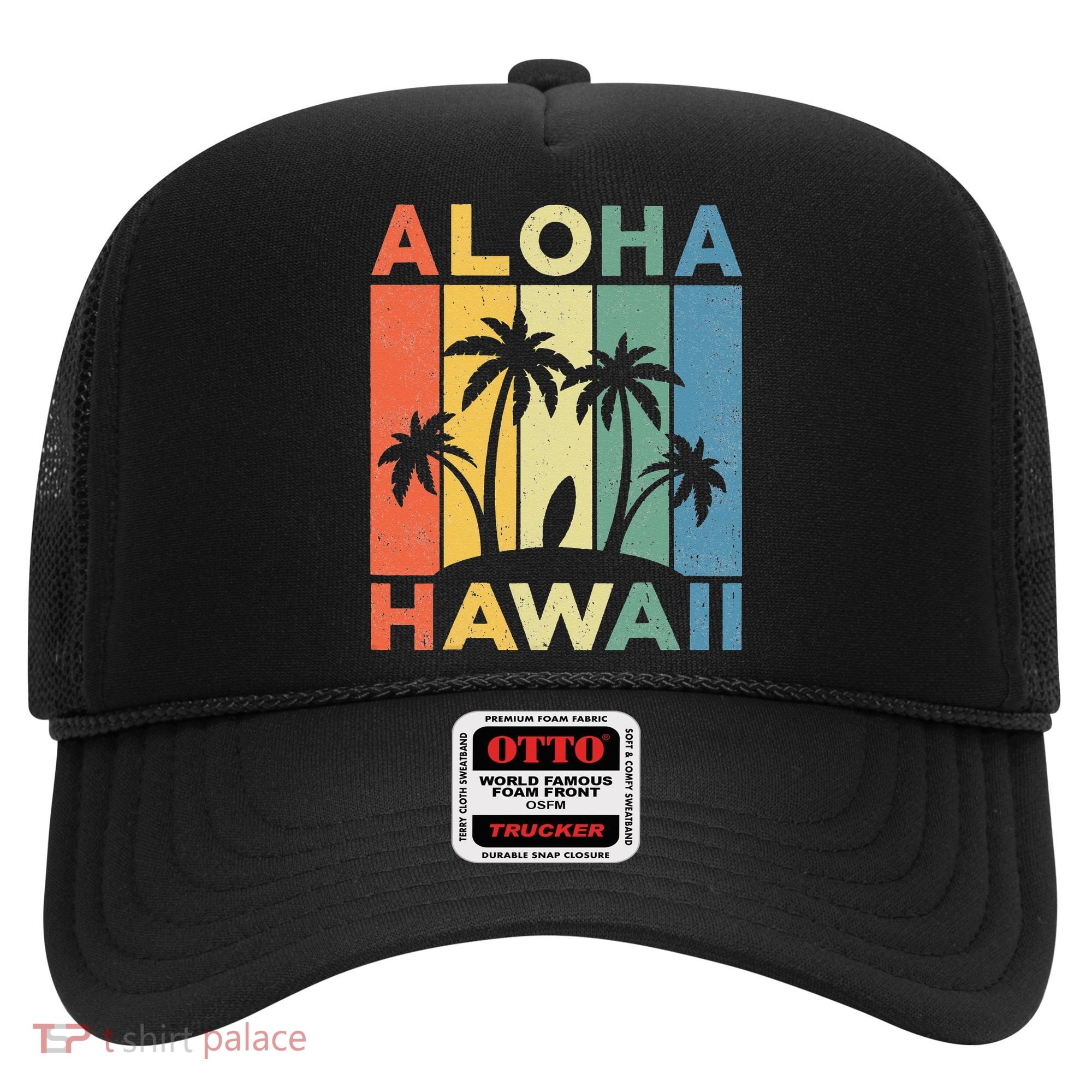 Aloha Hawaii Hawaiian Island Palm Beach Surfboard Surf Hat