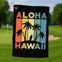 Aloha Hawaii Hawaiian Island Palm Beach Surfboard Surf Golf Towel thumb 1