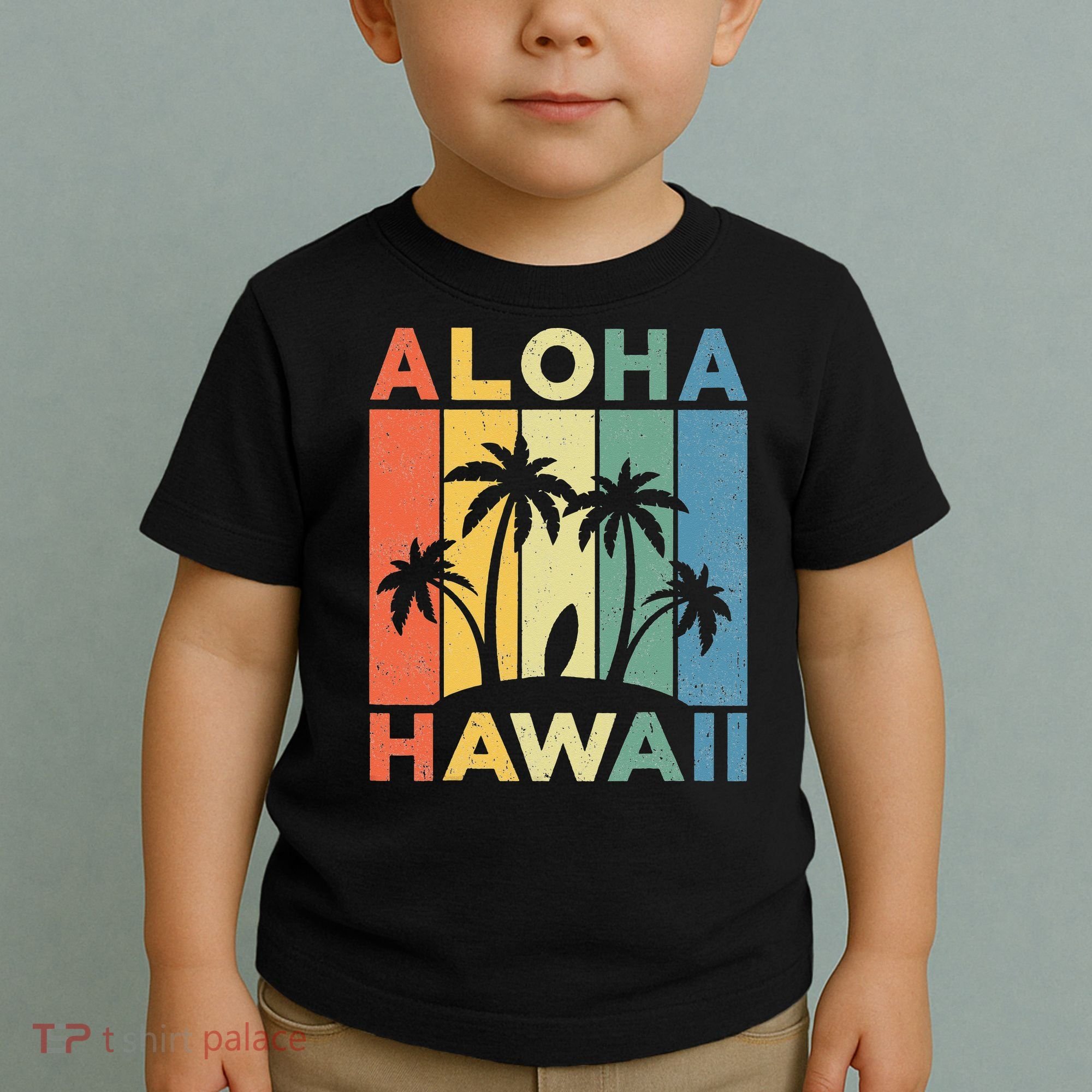 Aloha Hawaii Hawaiian Island Palm Beach Surfboard Surf Toddler T-Shirt