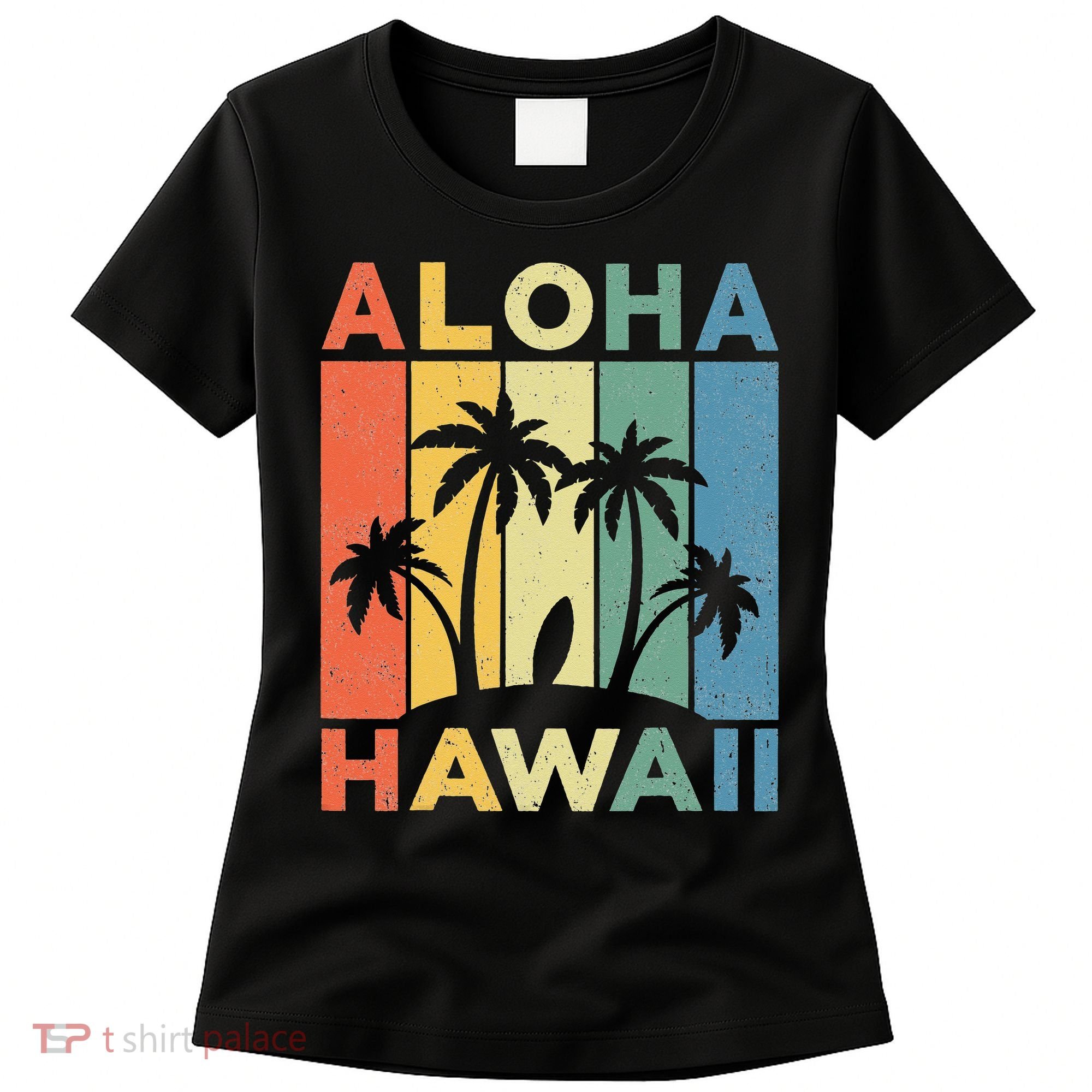 Aloha Hawaii Hawaiian Island Palm Beach Surfboard Surf Women's T-Shirt
