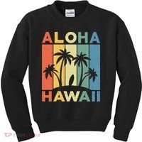 Aloha Hawaii Hawaiian Island Palm Beach Surfboard Surf Kids Sweatshirt thumb 0