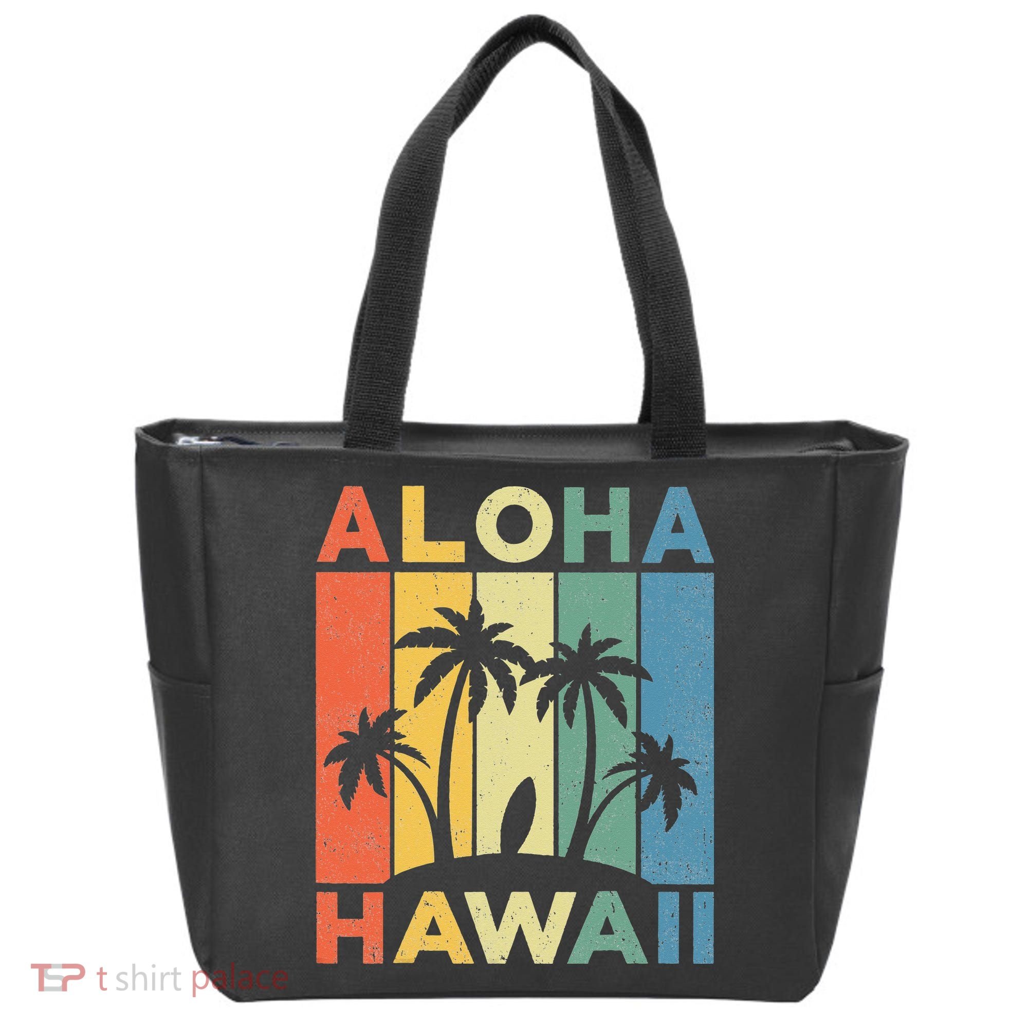 Aloha Hawaii Hawaiian Island Palm Beach Surfboard Surf Tote Bag