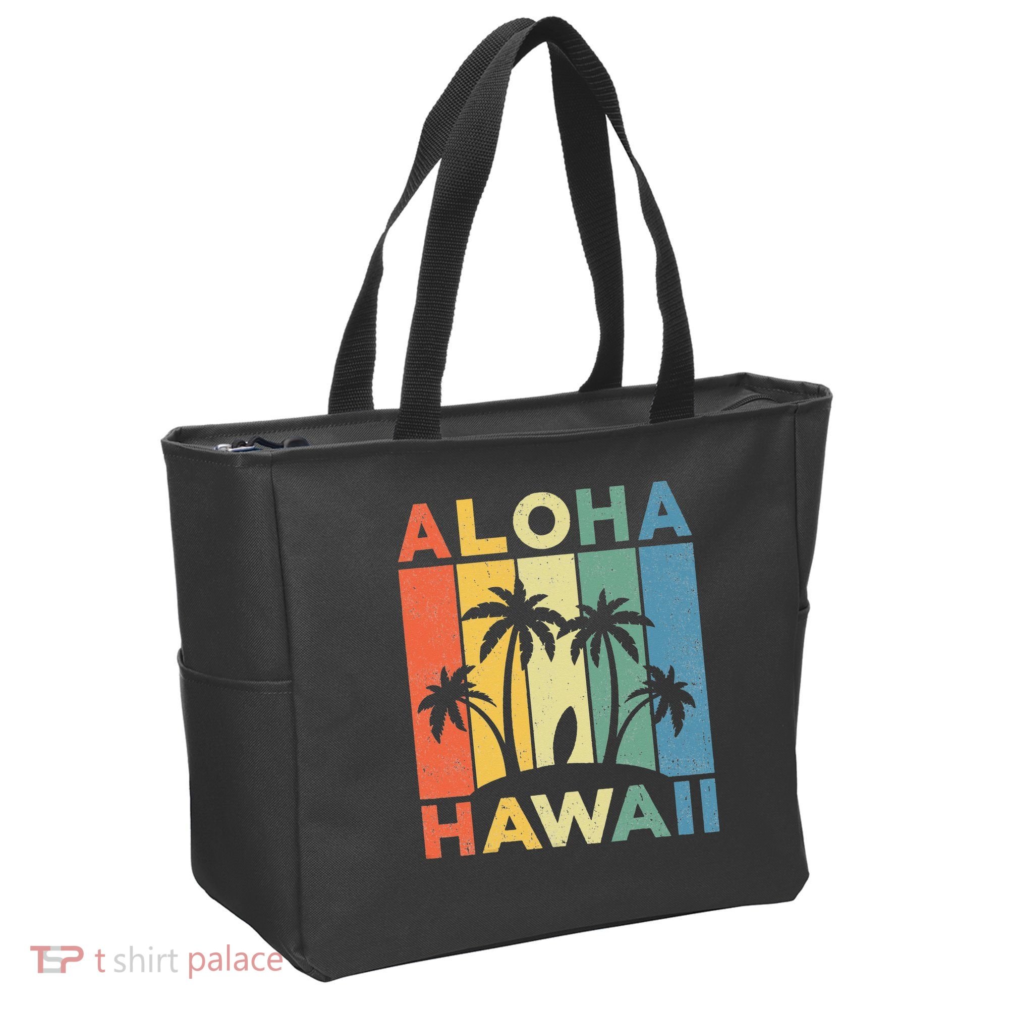 Aloha Hawaii Hawaiian Island Palm Beach Surfboard Surf Tote Bag