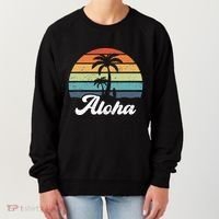 Aloha Hawaii Hawaiian Island Palm Beach Surfboard Surf Women's Sweatshirt thumb 0